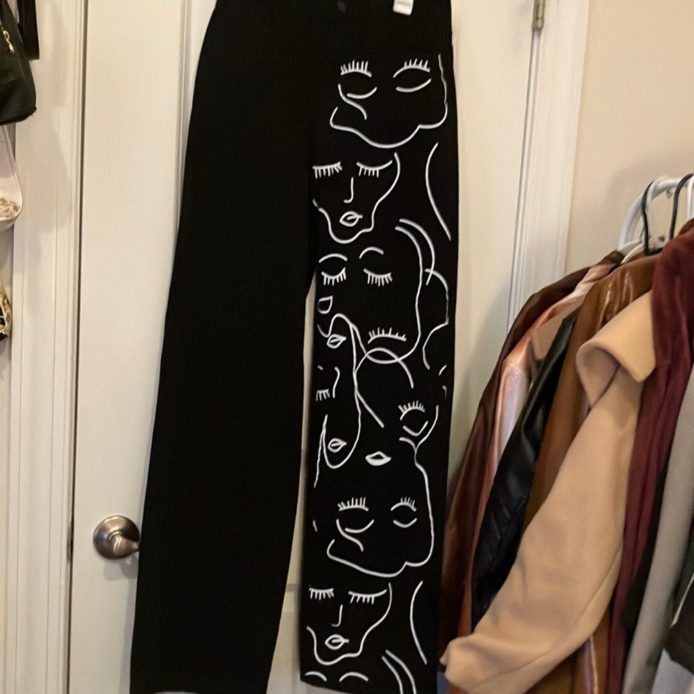 Abstract art black pants